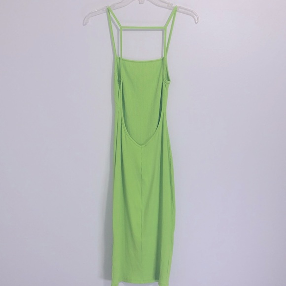 NWOT Open Back Lime Green Midi Dress Small - Picture 3 of 8